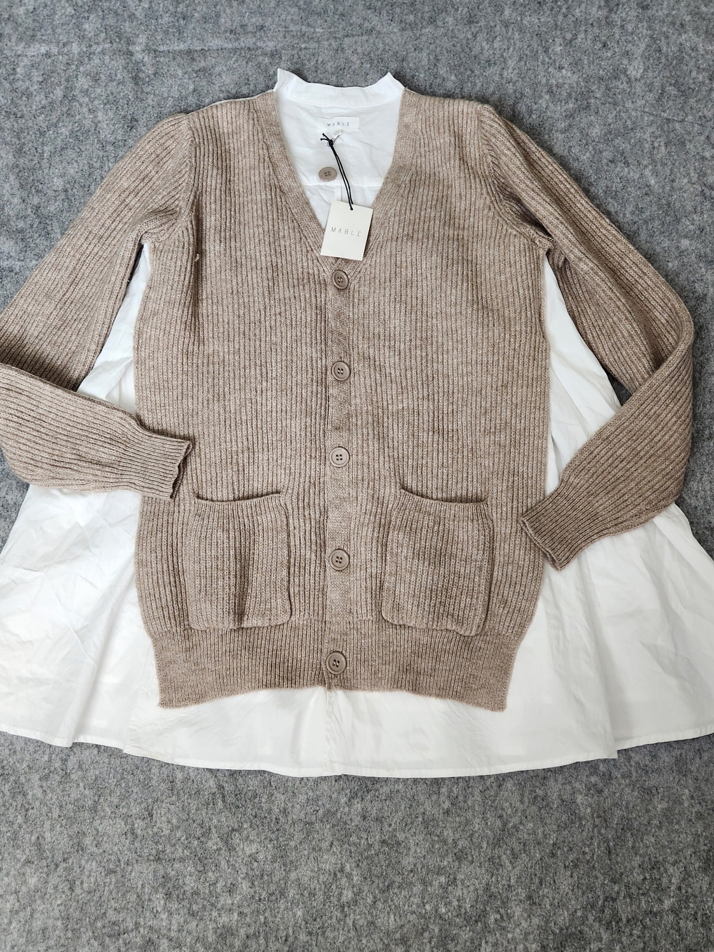NWT Mable Sloan Sweater Overlay Mini Dress Women's S Brown White Preppy Resort